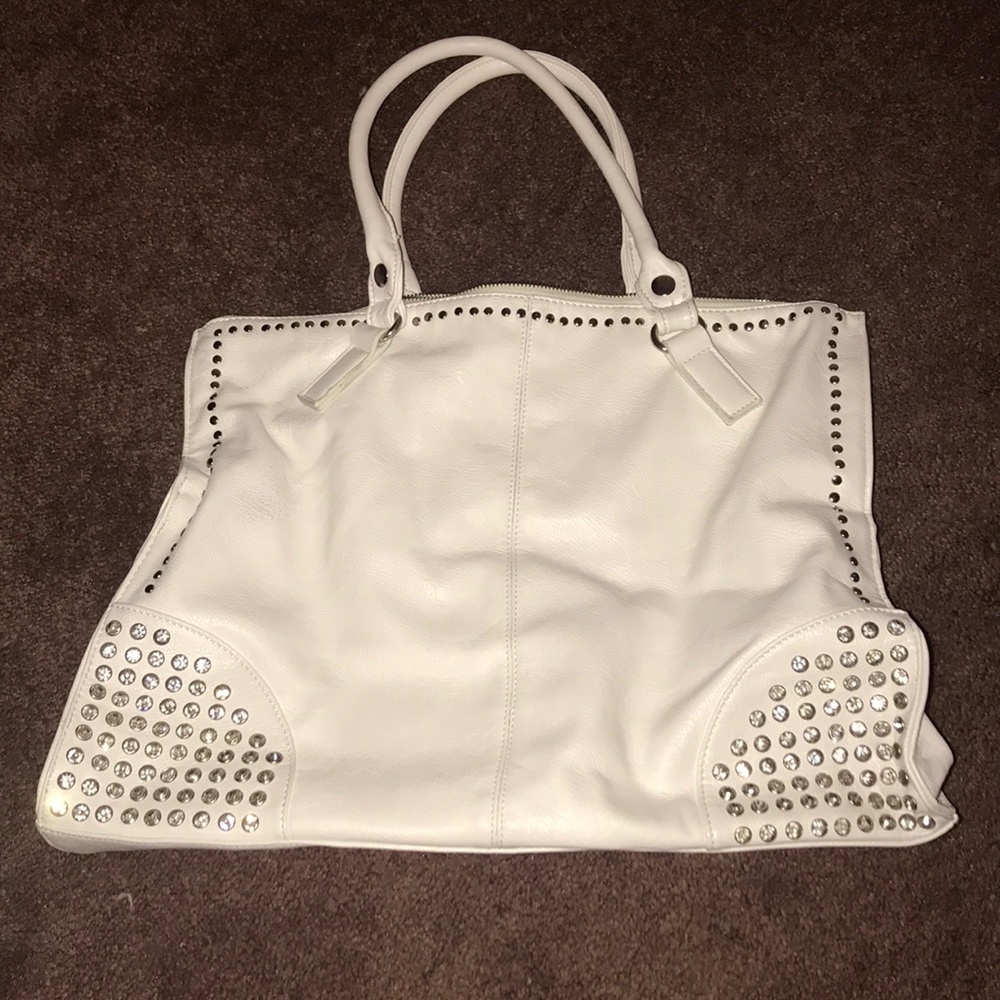MMS White Bejeweled Purse